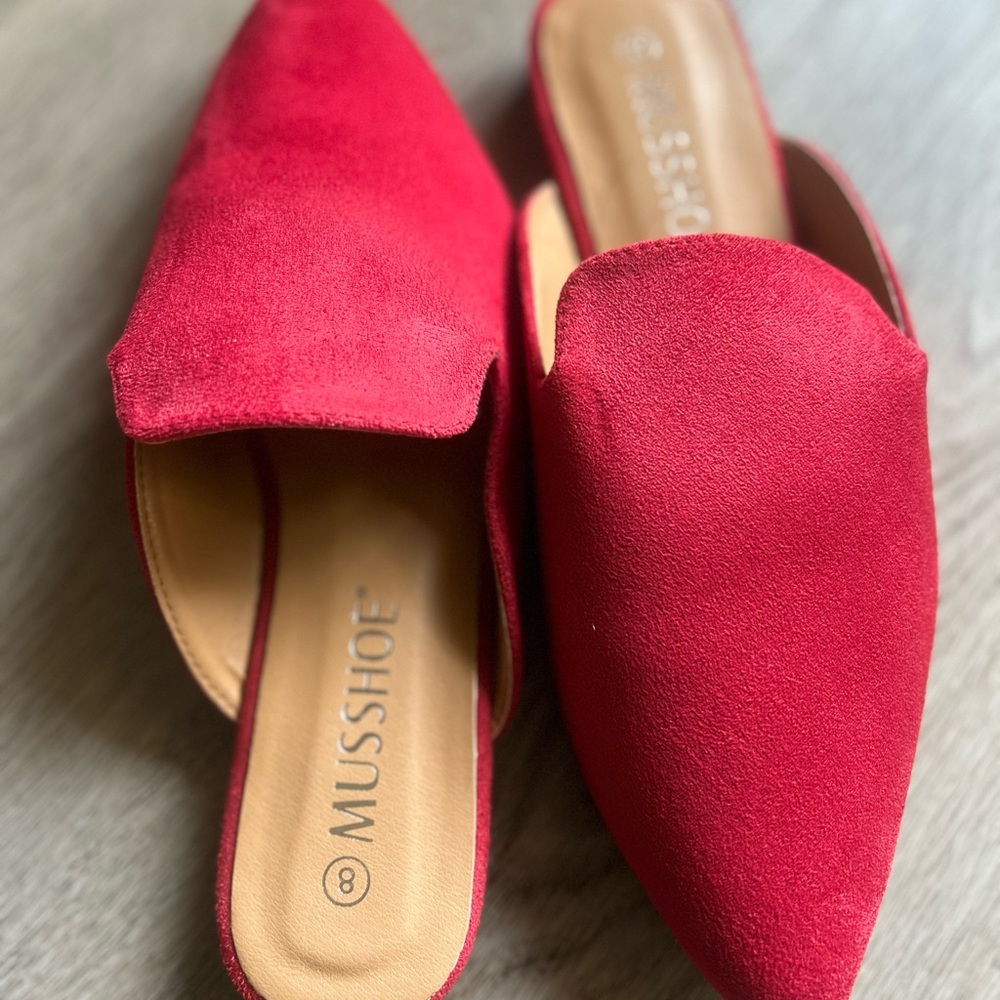 Women's Red Suede Mules